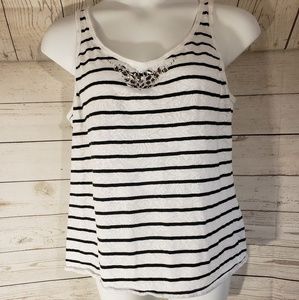 Lane Bryant Black & White Striped Tank Top